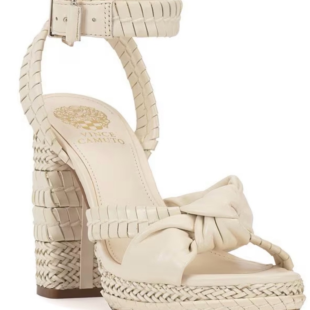 Vince Camuto Fancey Leather Knotted Woven Platform Sandals